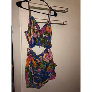 B.O.G. Collective Lottie & Holly Floral Cropped Tank Top & Ruffle Skort Set  L